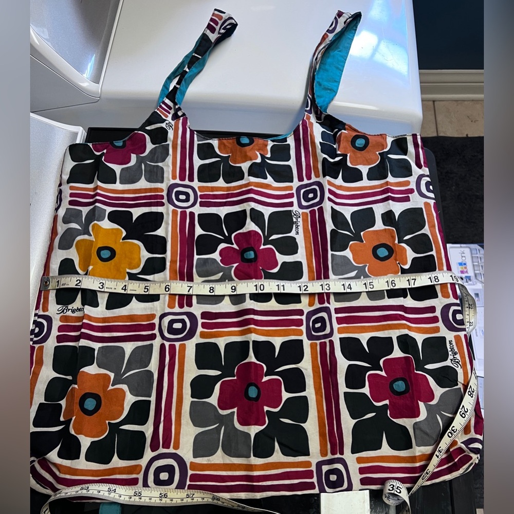Brighton floral travel sack or tote. Foldable. Used a few times. No snags. - Picture 4 of 5